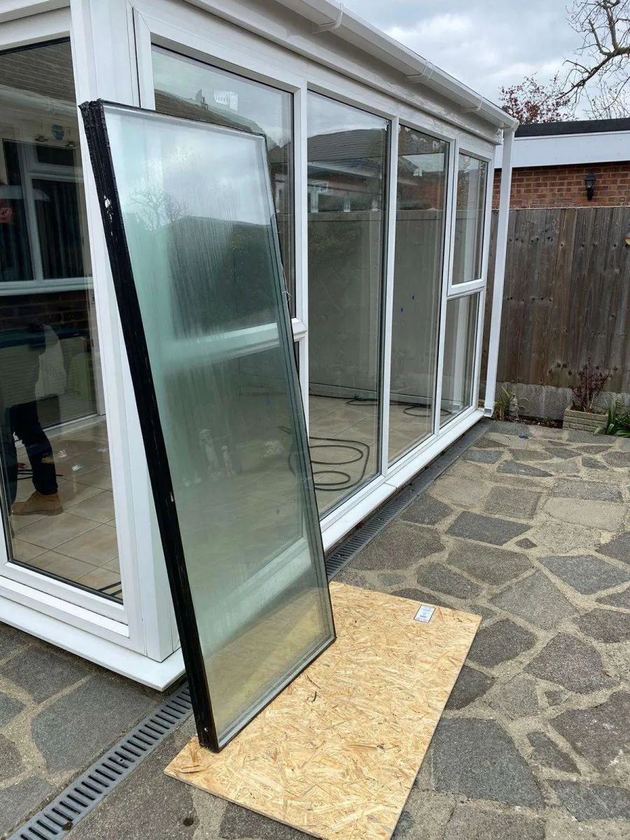 Sliding glass door in the garden area