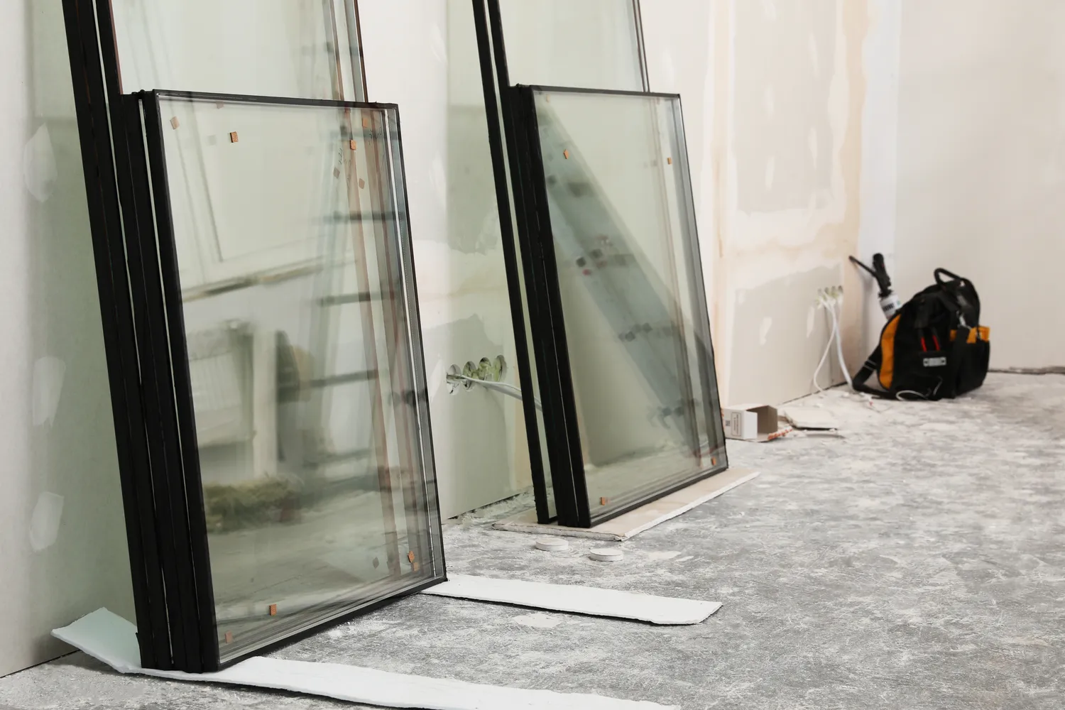 Closeup frameless laminated glass balcony railing.